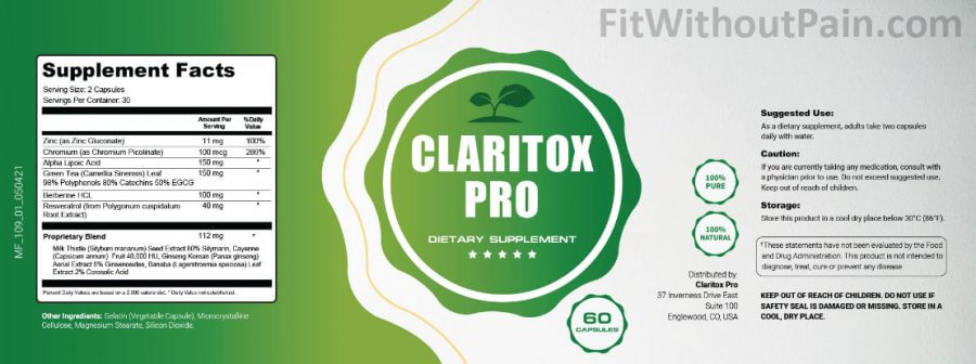 Claritox Pro Supplement Facts