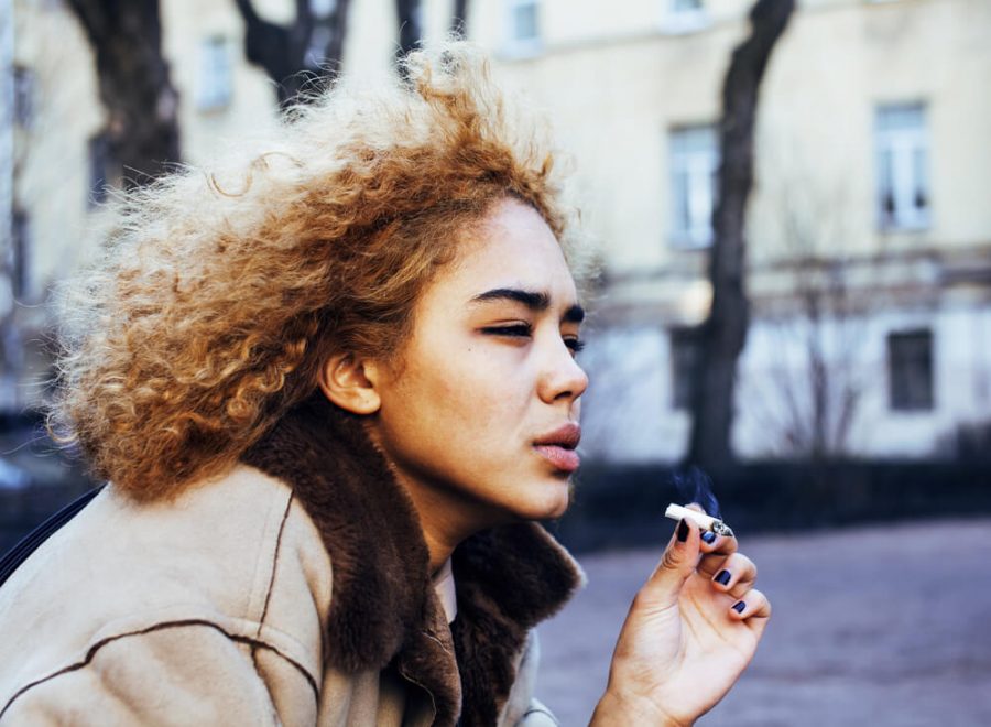 girl teenage outside smoking