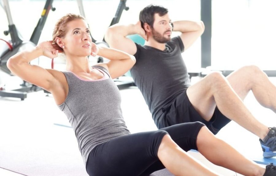 man and woman training together