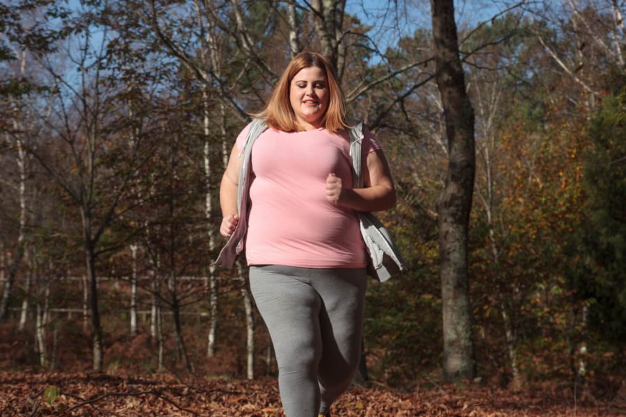 Overweight woman running