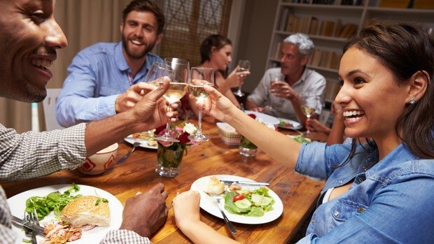 People drinking wine