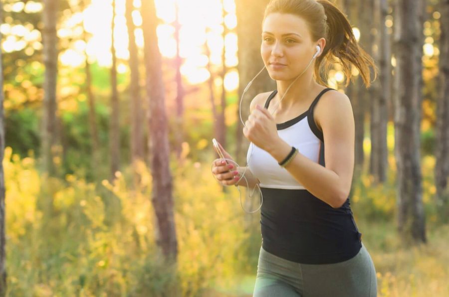 running in the forest